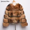 2019 New Women Women Real Racoon Pur Coat Winter espessura quente casaco de pele natural de alta qualidade Lady S7373