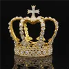 Koninklijke Koningin Koning Tiara's Kroon Mannen Ronde Diadeem Bruids Tiara's en Kronen Hoofdtooi Prom Bruiloft Haar Sieraden Feestornament Mannelijke Y2312V