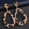 print New Style Trendy Leopard Ladies Brincos Dangle Faux gancho de couro brincos senhoras Punk-style Gota Shaped Ear Gota Moda DHL Jóias