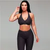 Moda 2 sztuki Zestawy dresów jogi dla kobiet przycięte Bralong Pant Fitness Sport Suit for Women Trening Control Odzież7186158