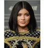 100% mänskligt hår kylie jenner medium lob rak hår peruk