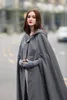 Womens Cape Hooded Cloak Solid Color Cardigan Long Coats Cutton Blend Outerwear Ladies Cloting Loose Cloaks
