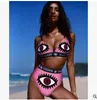 Bikini Graffiti Eyes Bikini Stampa Costume da bagno Donna sexy 2019 Costumi da bagno a vita alta Brasiliano Biquini Halter Beachwear