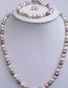 Свободная перевозка груза новая мода 7-8мм многоцветный Pearl Necklaces17" Bracelets7.5" серьги