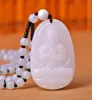 White Jade Eight Patron Buddha Pendant Long Necklace Male and Female Birthstone Buddhism Jewelry Peace of Mind and Healing Gems
