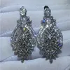 choucong Flower shape Drop earring 5A Cz Silver Color Wedding Dangle Earrings for women Party jewelry Gift