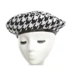 Cappello da berretto per donna Autunno Inverno Moda Nero Pied de poule bianco Reticolo Cappelli Pittore retrò per il tempo libero britannico