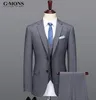 Hommes costume 2021 été Smart décontracté simple boutonnage grande taille hommes costumes avec pantalon bal pour mariage gris Plaid1