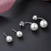 Högkvalitativ mode lyxig klassisk designer dubbelsidig Pearl S925 Sterling Silver Studörhängen för Woman278A