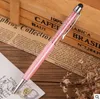 2 en 1 cristal écran tactile stylos cadeau stylo à bille stylo en métal stylet capacitif JXW376