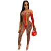 Kobiety w klubie nocnym Jumpsuits Suit Fashion Jumpsuits Rompers swobodne jesienne zimowe druk kombinezonu jednoczęściowe spodnie swobodny kombinezon 2250