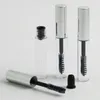 5 stks zilveren pet plastic diy lege mascara buizen met wimper toverstaf borstel wimper crème container fles flesjes 4ml