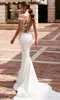 2019 Eddy K Capped Sleeves Mermaid Wedding Dresses Lace Aptliques Boho Bridal Gowns Sexy Illusion Back Satin Long Wedding Gowns285N