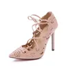 Hot koop - kant schoenen schoenen grote maat holle puntige hoge hakken vrouwelijke sexy riem voor feestmode dating bruiloft shoe008