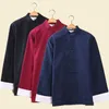 중국 스타일 코튼 태극권 탑 남성 긴 소매 당나라 재킷 outwear 중국 전통 옷 봄 Wushu 쿵푸 셔츠