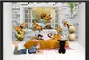 Aangepaste 3D Muurschildering behang Foto Muurdocument Dier Cartoon Herten Venster Kinderkamer 3D Achtergrond Muurschilderbehang Voor Muren 3D