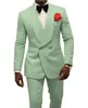 Menta verde masculino casamento smoking em relevo noivo smoking moda masculina blazer 2 peça terno baile de formatura jantar jaqueta personalizado madejacket calças263e