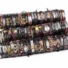 Commercio all'ingrosso Bulk stili sacco metallo miscela di cuoio bracciale bracciali delle donne degli uomini dei regali del partito gioielli (Colore: multicolore)