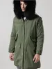 7 couleurs hommes manteaux de neige noir fourrure de raton laveur garniture à capuche coupe-vent marque Meifeng doublure en fourrure de lapin noir armée vert toile longues parkas