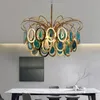 Moderne kroonluchters Luxe Agaat Suspension Light E14 Creative Blue Restaurant Ceiling Hanging Lighting Woondecoratie Armatuur