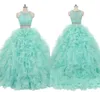 mavi organza fırfır quinceanera elbiseler