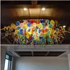 Plafoniera rotonda multicolore soffiata a mano Sala banchetti dell'hotel Illuminazione personalizzata per lampadari in vetro di Murano per uffici con luci di cristallo