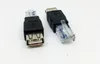 PC Crystal Head RJ45 Man till USB 2.0 AF En kvinnlig adapterkontakt Laptop LAN Nätverkskabel Ethernet Converter Transverter Plug Free Ship