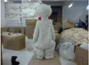 전문 사용자 정의 빨간색 스카프 북극곰 마스코트 의상 만화 흰곰 캐릭터 옷 할로윈 축제 파티 멋진 드레스