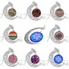 Popular hollow carved moon time gemstone necklace men and women explosion models DJN179 mix order Pendant Necklaces jewelry