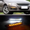 1 Set LED voiture Feux de jour DRL 12V lampe brouillard avec clignotants pour Volkswagen Passat CC 2009 2010 2011 2012