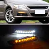 2PCS LED voiture Feux de jour pour Volkswagen Passat CC 2009 2010 2011 2012 DRL 12V lampe antibrouillard avec clignotants