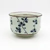 Set 5 4.25 inç ince mavi ve beyaz Japon pirinç kaseleri otantik el boyalı yemek takımı hediyesi Asya tarzı çiçekli saman
