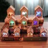 Albero di Natale in legno fai-da-te Decorazioni luminose a sospensione a LED Babbo Natale Elk Snowman Home Party Ornamenti Regalo di Natale