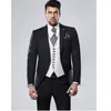 Beau One Button Groomsmen Peak Lapel Groom Tuxedos Hommes Costumes Mariage / Bal / Dîner Meilleur Blazer Homme (Veste + Pantalon + Cravate + Gilet) A261