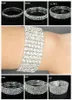 Bröllopsklänning Tillbehör Stretch Rhinestone Armband Bröllop Utdragbara Crystal Shinny Bridal Armband 1,2,3,4,5,6 Rader Wrap Armband
