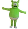 Professionell anpassad vacker gummy björn maskot kostym tecknad grön björn karaktär kläder jul halloween fest snygg klänning