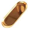 Vassoio portaoggetti in metallo Piatto da frutta punteggiato ovale dorato Piccoli oggetti Vassoio per gioielli Specchio