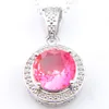 Ny Luckyshine 5 st Lot 1010 mm Rosa Hängsmycke Halsband Bicolored Tourmaline Women Silver Chain Pendant Halsband Party Holiday Gift