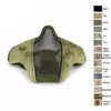 Meta de metal malha de aço metade do rosto tático Airsoft máscara ao ar livre Airsoft Shooting Proteção engrenagem cinto duplo NO03-012
