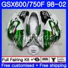 Kropp för Suzuki Katana GSXF 600 750 GSXF750 98 99 00 01 02 292HM.6 GSX 750F 600F Green Hot New GSXF600 1998 1999 2000 2001 2002 Fairing