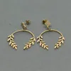 1Pair Women Fashion Stainless Steel Leaf Crystal Ear Hoop Earrings Jewelry Gift Romantic Ornaments Jewelry Accessories