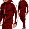 Fashion-Men Zipper TrackSuit Mode Side Striped Hoodies Hoodies Jacket Byxor Spåra kostymer Män Casual 2 Pieces Sweatsit