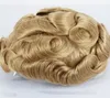 100 Pure Human Hair Men039s Toupee storlek 810 tum tunn hud runt peruk för män i stock1688526