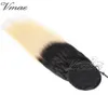 Peruwiański 100g 120g Blondynka 1B / 613 2 Tone Ombre Prosto Clip w Elastycznym Zespoczu Sznurek Ponytail Virgin Remy Human Hair Extension