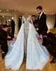 Sparkly Luxurious African 2020 Wedding Dresses With Skirts Lace Beaded Sheath Bridal Dresses Long Sleeves See Through Wedding Gowns