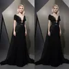 Ziad Nakad Neue Ballkleider Sexy Abendkleid mit tiefem V-Ausschnitt, kurzen Ärmeln und abnehmbarer Schleppe Plus Size-Kleider für besondere Anlässe