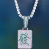 Full iced Mahjong Hänge Halsband Kinesisk Mahjong Kultur Hängsmycke Kreativ Personlighet Hip Hop Smycken för gåva