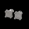 Hip Hop Earrings for Men Gold Sier Iced Out CZ Square Stud Earring with Screw Back Jewelry