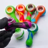 Pipa in silicone da 3,2 pollici Pipa piccola da 81 mm Fumo con ciotola di vetro per uso alimentare