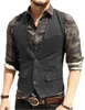 Mens Suit Vest V Neck Wool Herringbone Tweed Casual Waistcoat Formell Business Vest Groomman For Green Black Brown223L